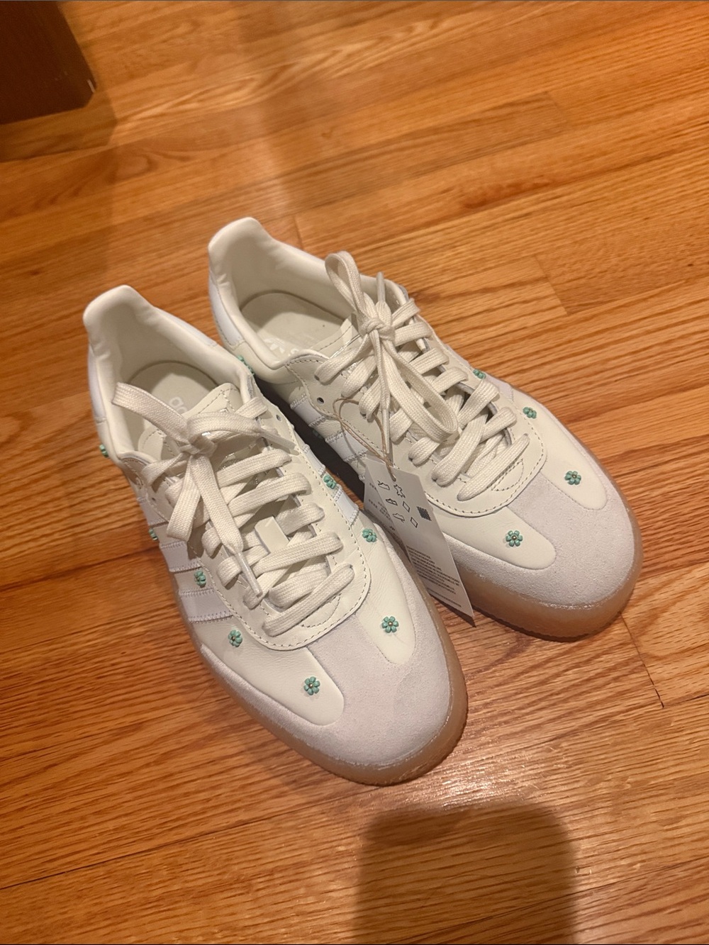 adidas Samba Sambae Off White Cloud Clear Mint Floral Embellished - Picture 12 of 14